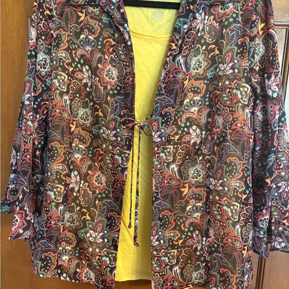 Cato Multicolor Paisley Over Blouse and Yellow Top